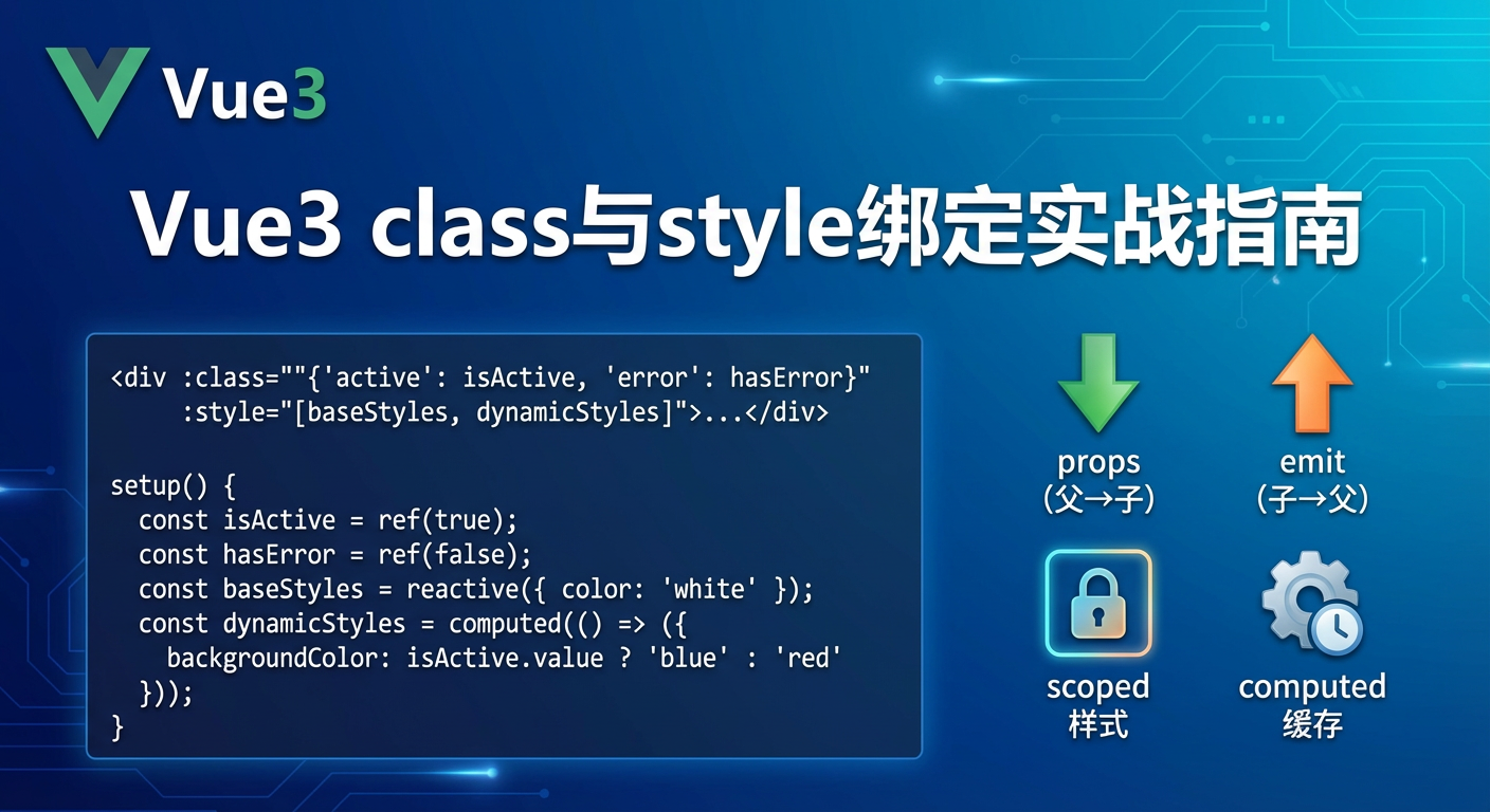 Vue3动态样式管理：如何混合class/style绑定、穿透scoped并优化性能？